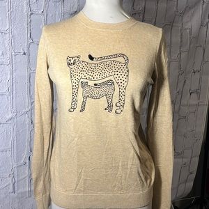 J Crew light sweater cheetah pair 100% cotton size S